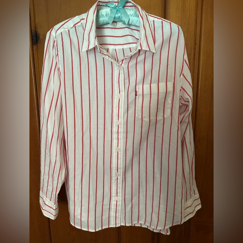 Levi's Red and White Striped Boyfriend Fit